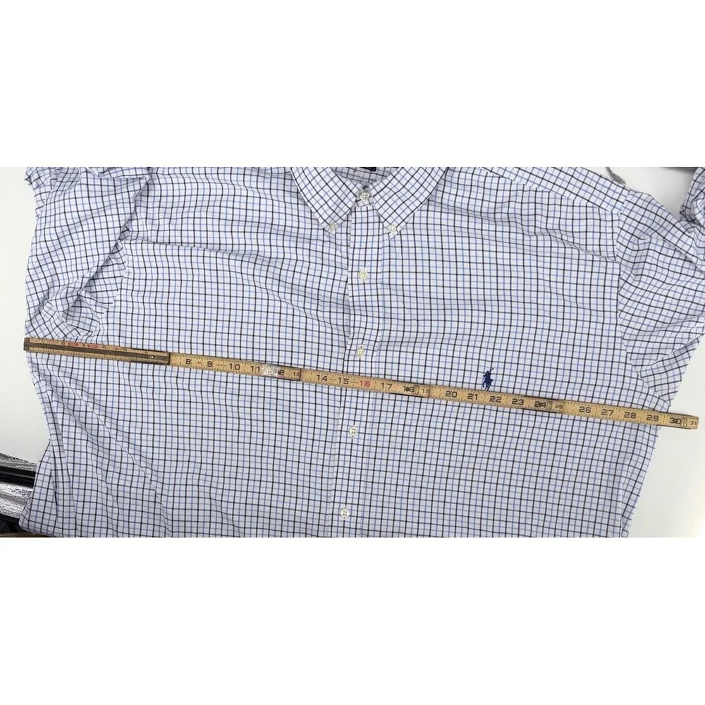 Polo Ralph Lauren Performance 3XLT 3XL Tall White Blue Plaid‎ Wicking Stretch